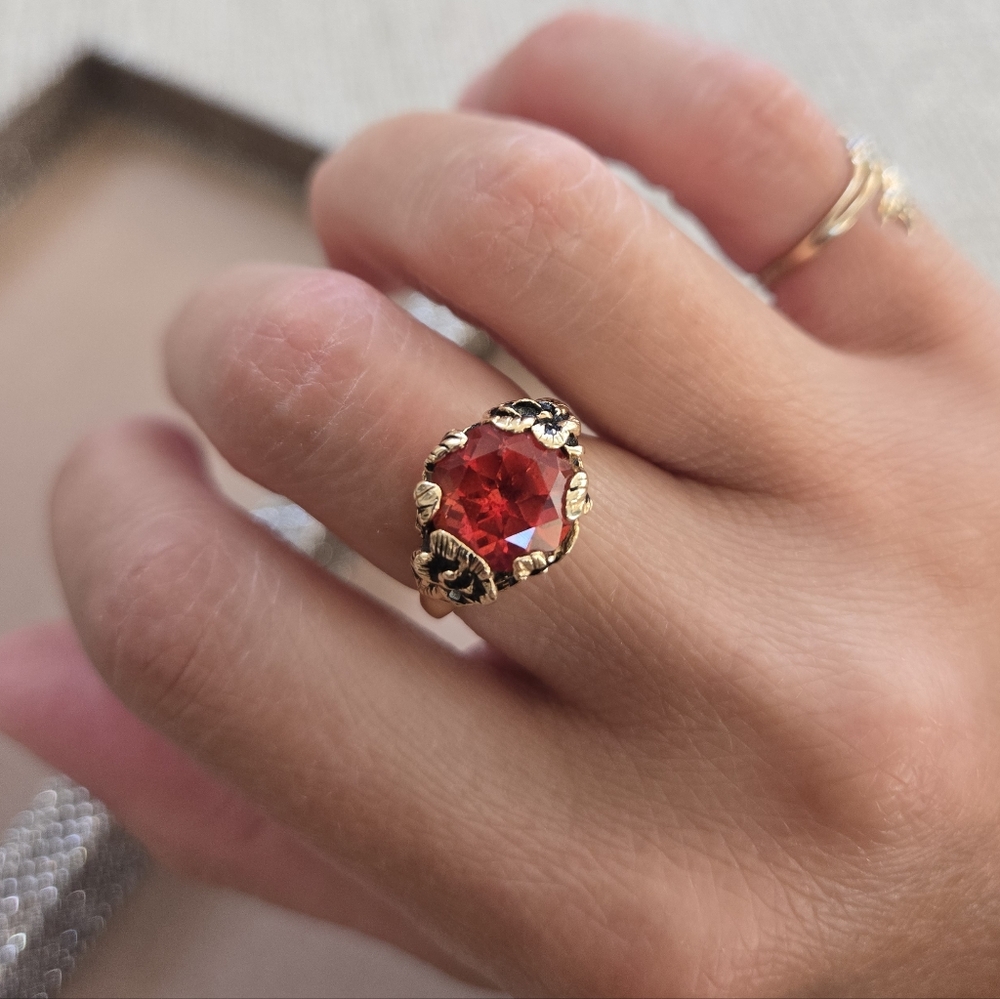 Vintage 14k Gold Padparadscha Sapphire Ring Strell